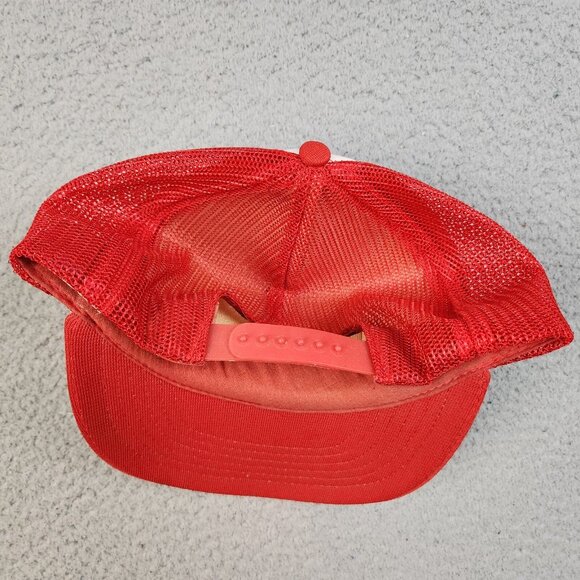 Vintage Trucker Hat Snapback Cap Bione Truck Service Red White Patch Foam Mesh - Picture 6 of 10